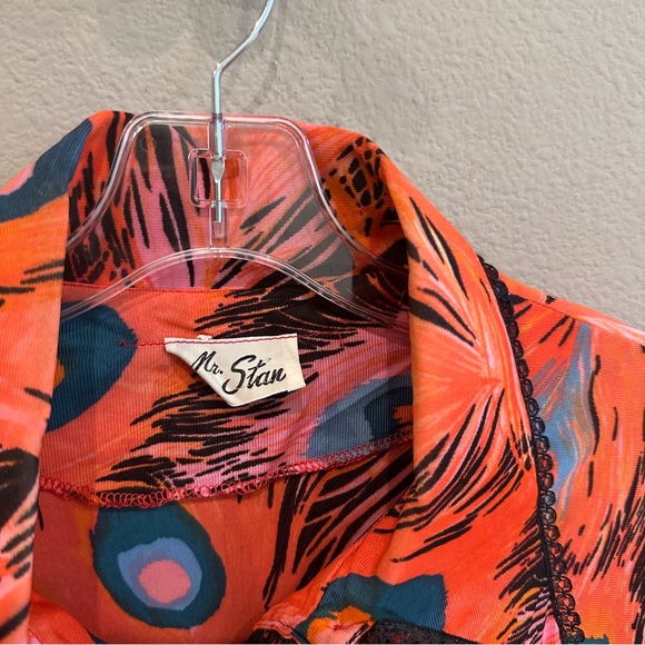 Vintage 70s/80s Mr. Stan Peacock Feather Print Button Down Woven Rayon Blend L - Picture 6 of 15